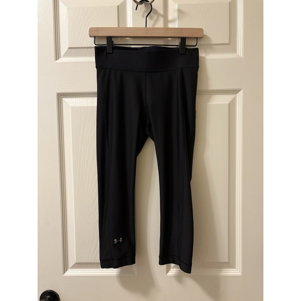Under Armour Womens Capri Leggings S Black HeatGear Compression Run Gym Workout